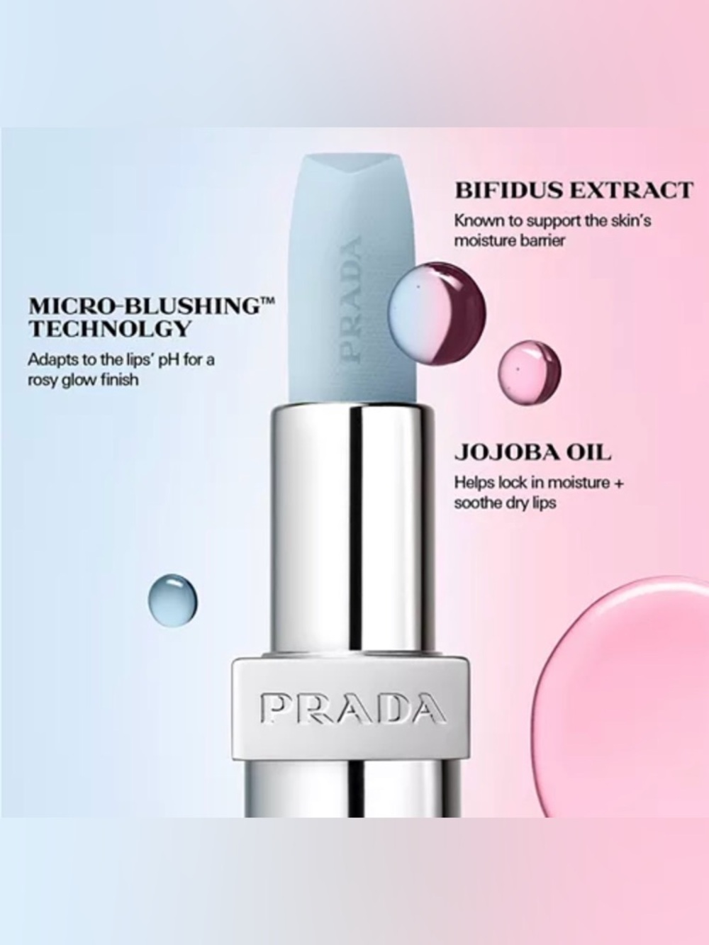 NIB [Prada] Monochrome Moisturizing Lip Balm Set 000 Universal/U001 Astral Pink - Picture 9 of 15